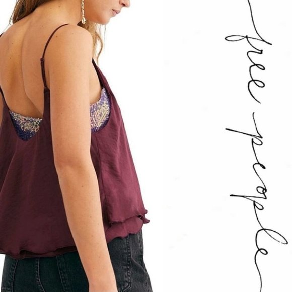 NWT Free People Purple Sequin Blouse Top - Picture 3 of 9